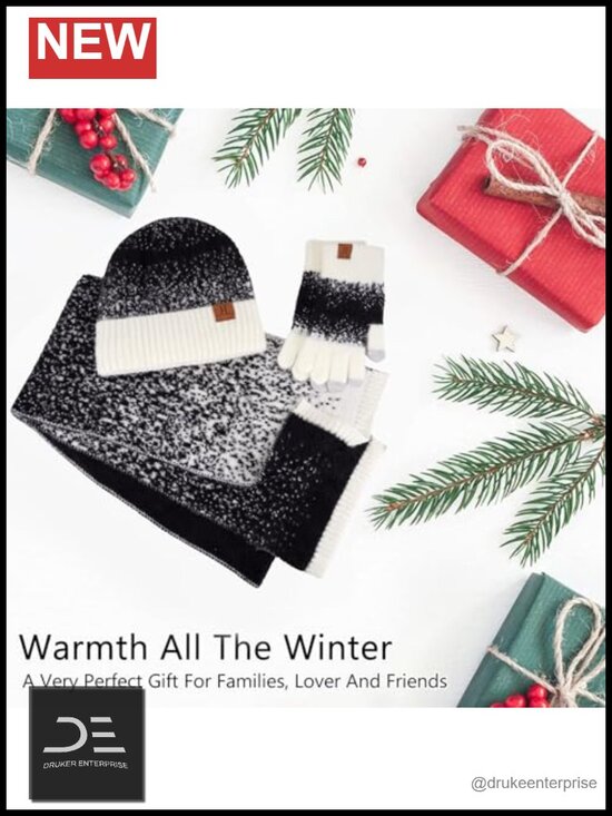 Winter Beanie Scarf Touchscreen Gloves Set - Premium Nylon Acrylic main image 5